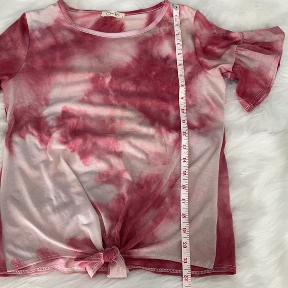 Tie Dye Shirt with ruffle sleeves & tie front - Picture 8 of 9